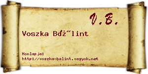 Voszka Bálint névjegykártya